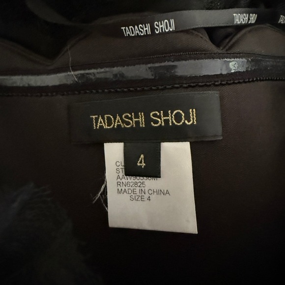 Tadashi Shoji Black Tulle Ruffled Silk Contrast Strapless Bustier Dress Sz 4 - Picture 2 of 12